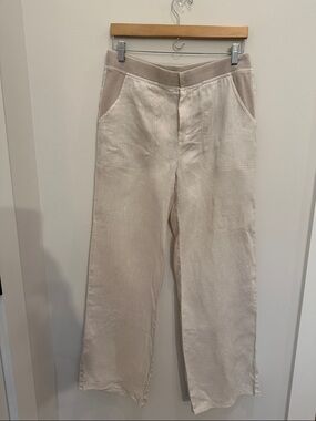 Women's Beige Linen Casual Pants